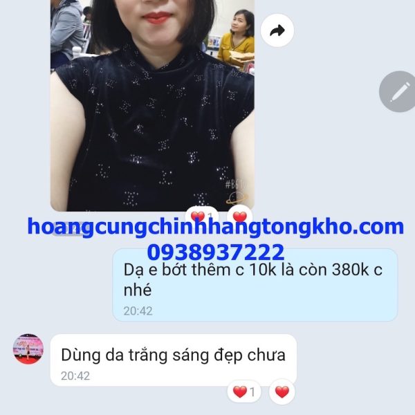 phản hồi của khách hàng sau khi sử dụng bộ kem hoàng cung hồng chính hãng của shop