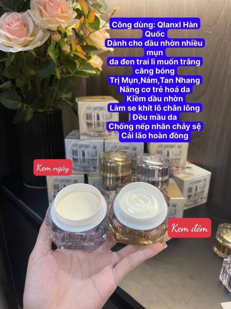 BỘ ĐÔI KEM QLANXL DƯỠNG TRẮNG DA VÀ TRỊ NÁM TÀN NHANG 35G HÀN QUỐC - kem ngày đêm