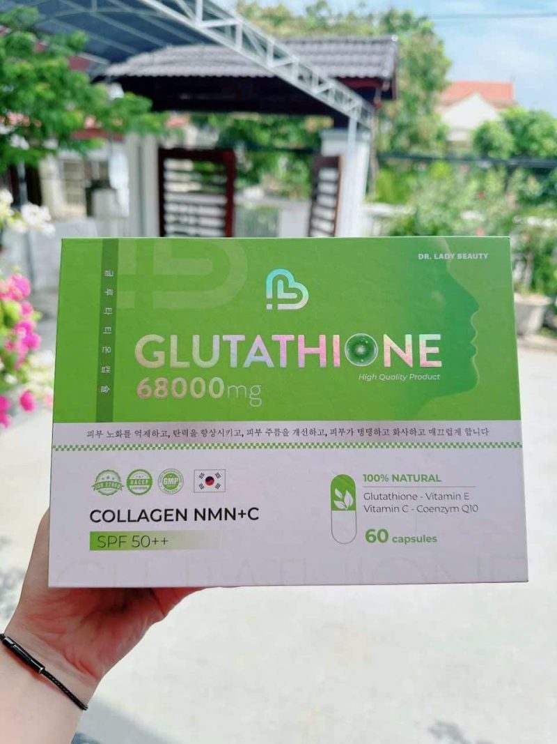 viên uống hỗ trợ làm mờ nám, trắng da, chống nắng glutathione 68000mg hộp 30 viên